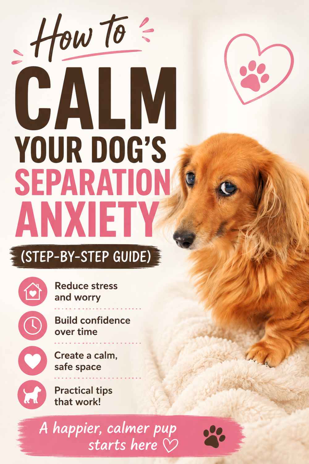 How to Calm Your Dog’s Separation Anxiety (Step-by-Step Guide) - pin for Pinterest