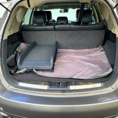 folded dog ramp in the back of an SUV