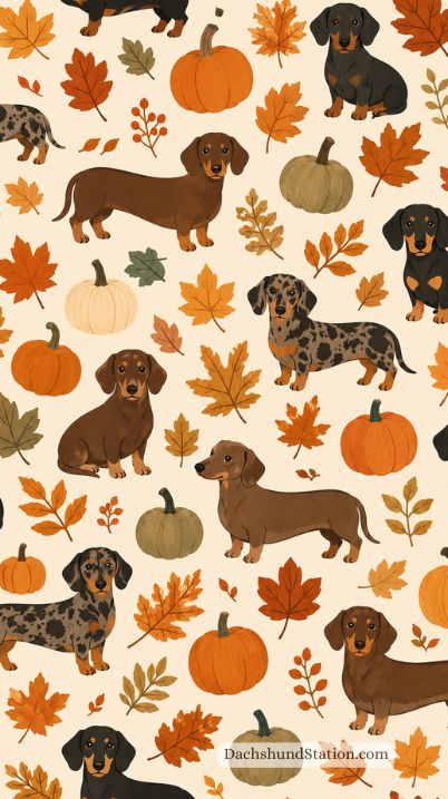 Cute Fall Dachshund Phone Wallpaper