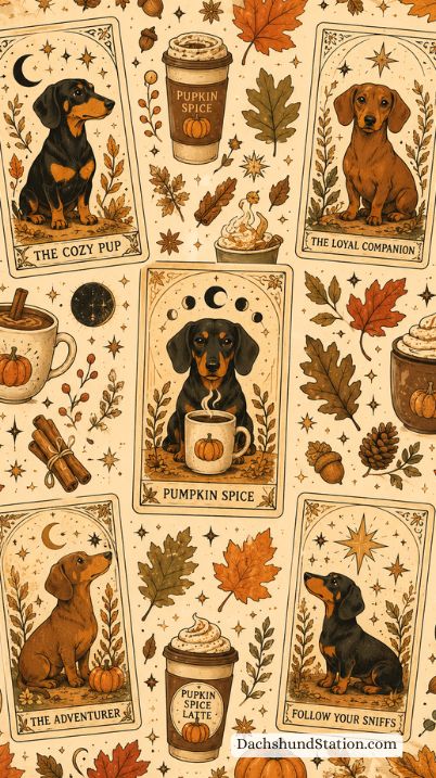 black and tan mini dachshund phone wallpaper for fall