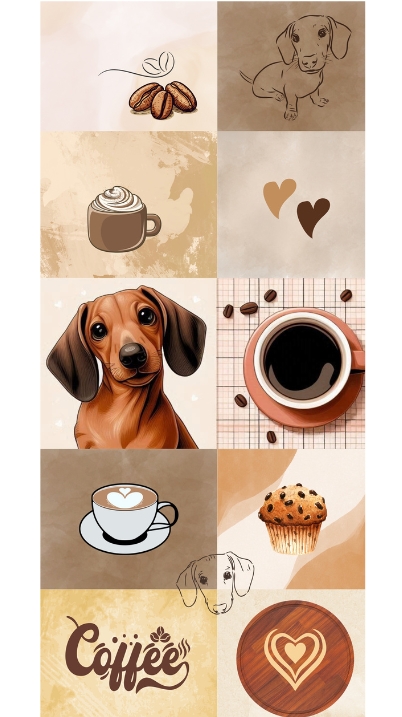dachshund and coffee aesthetic