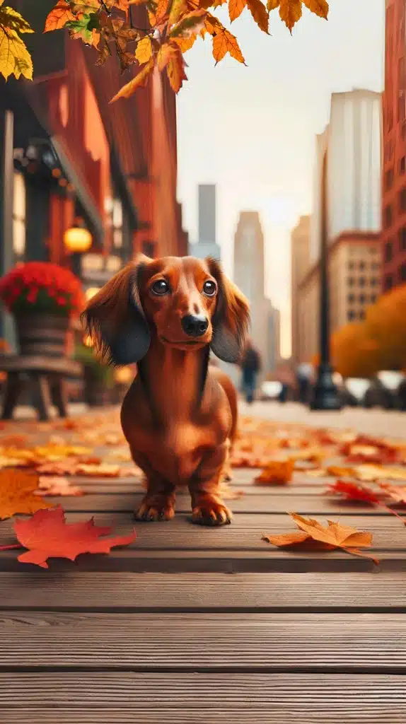 red long hair dachshund phone wallpaper fall theme