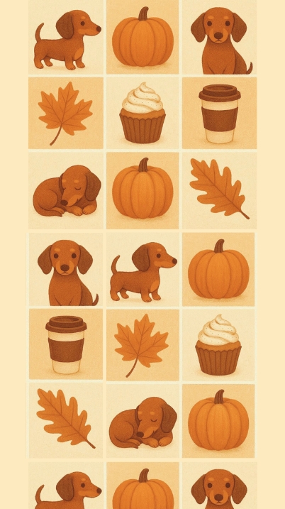 fall themed mini dachshund phone wallpaper