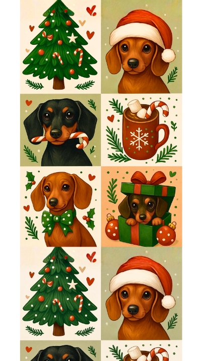 dachshund Christmas phone wallpaper