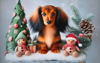 Beautiful Dachshund Christmas Phone Wallpaper