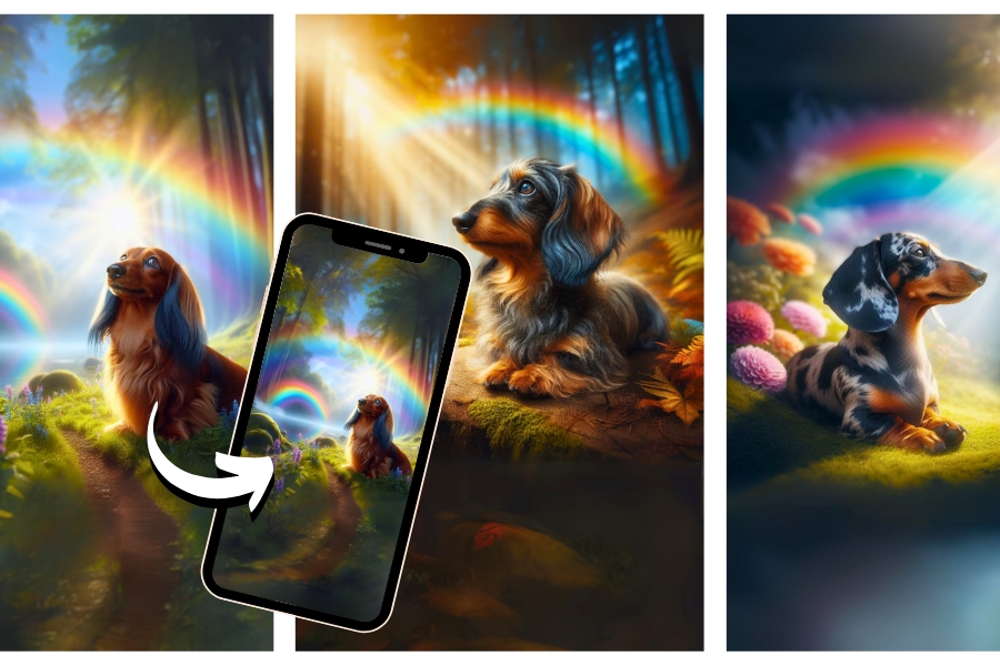 Rainbow Bridge Dachshund Phone Wallpaper