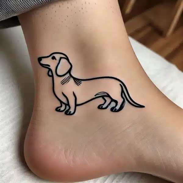 black and gray simple dachshund tattoo design idea