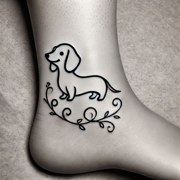 cute and small dachshund tattoo