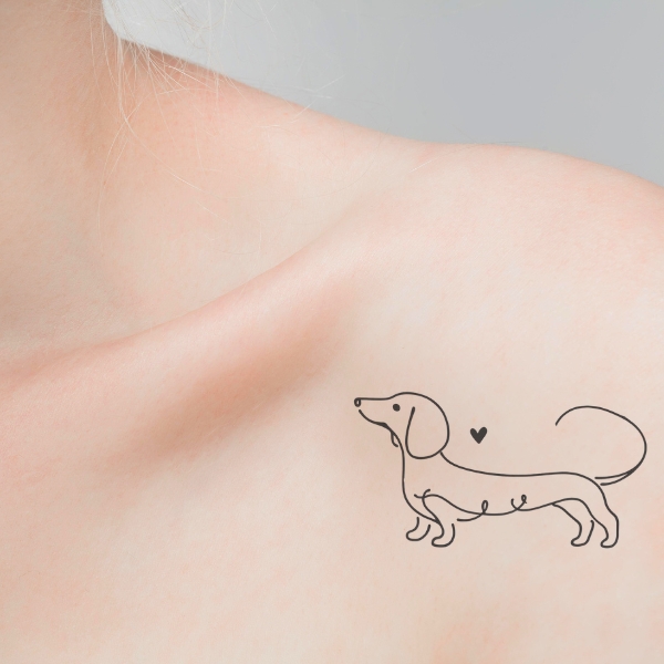 cute mini dachshund shoulder tattoo