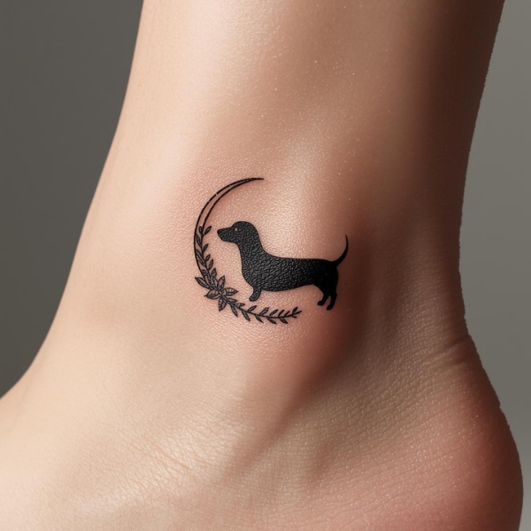 dachshund ankle tattoo