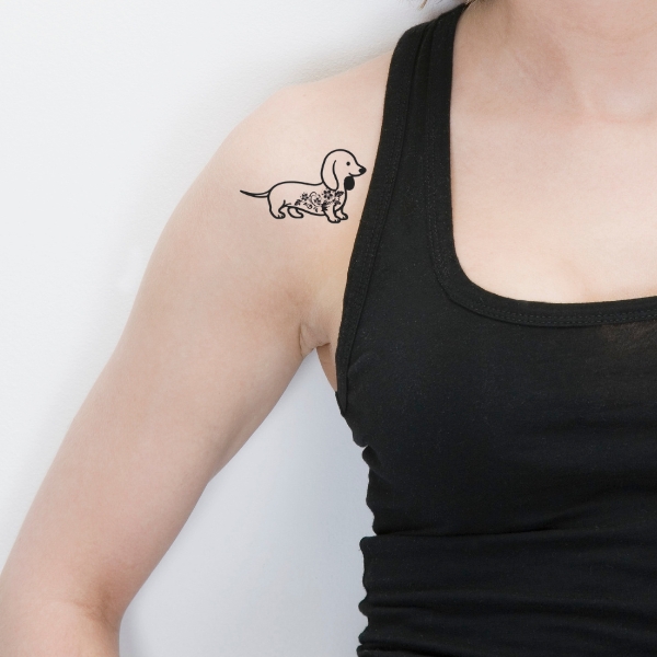 dachshund front shoulder tattoo