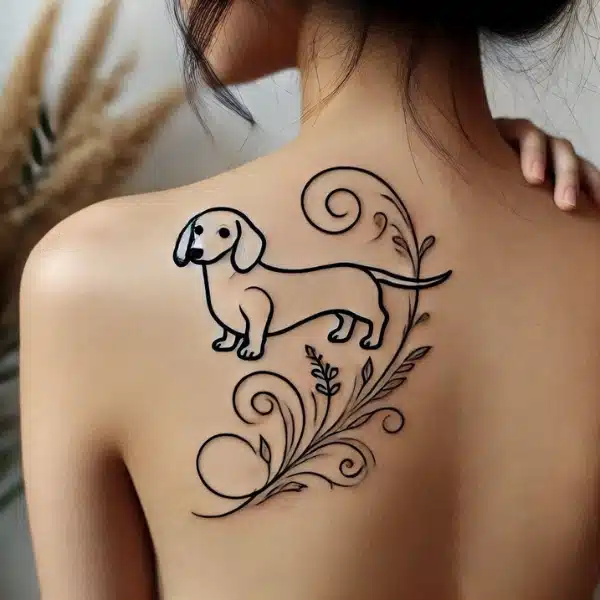 dachshund tattoo on the back