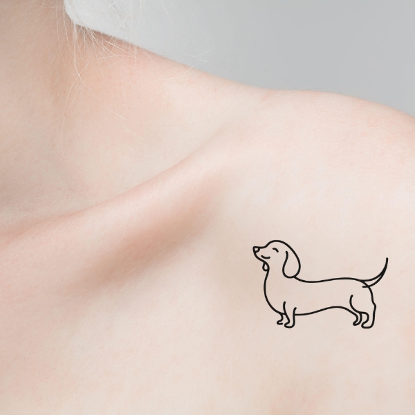 front shoulder tattoo of dachshund