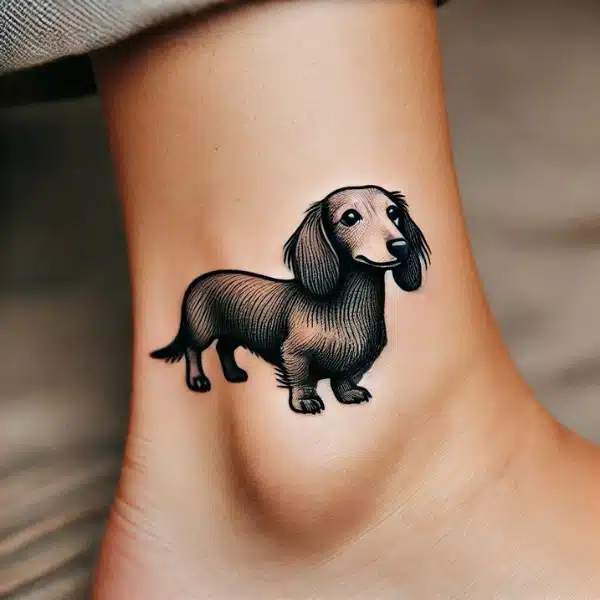 long hair dachshund tattoo - simple design idea