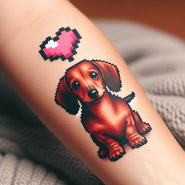 mini dachshund pixel tattoo ideas