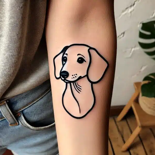 simple dachshund face tattoo idea