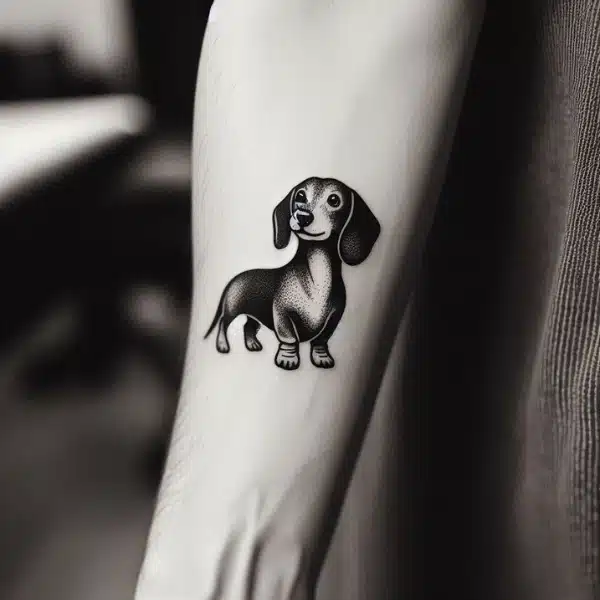 simple dachshund tattoo design for the arm