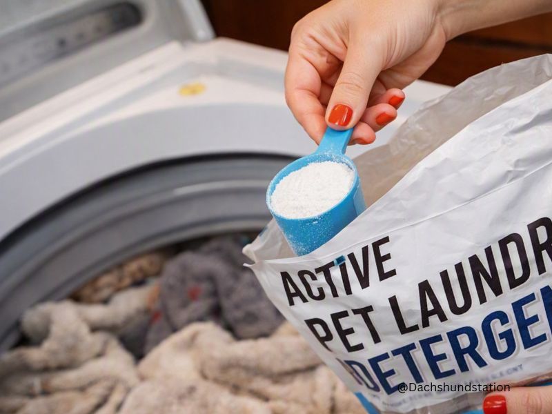 Putting ACTIVE Pet Laundry Detergent into washing machine Putting ACTIVE Pet Laundry Detergent into washing machine